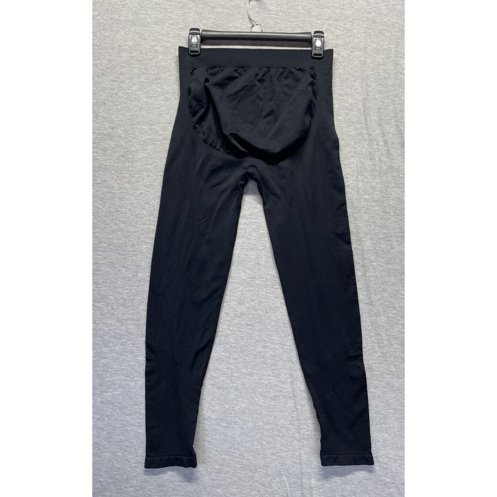 Womens Ankle Leggings Medium Black Textured Tapered Leg Athletic Gym maternity